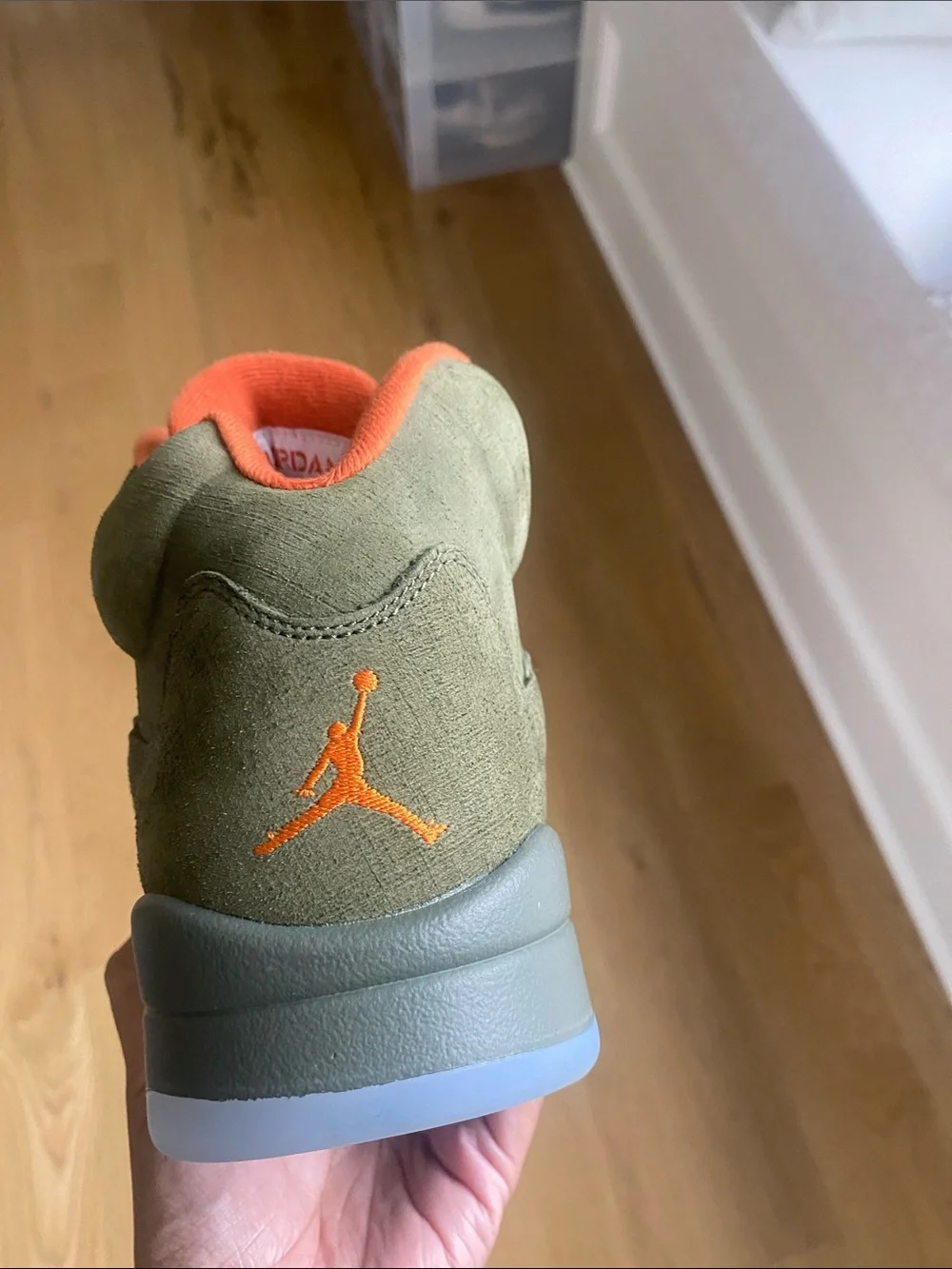 Jordan Olive Green and Orange Men’s Basketball Sneakers